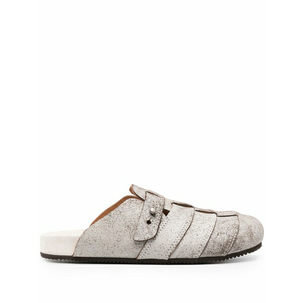 ブッテロ メンズ サンダル シューズ Round-toe leather slippers Neutrals
