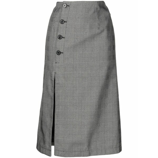 鍵を掛ける レディース スコート ボトムス Button-front MIDI skirt Grey スカート-レディースファッション