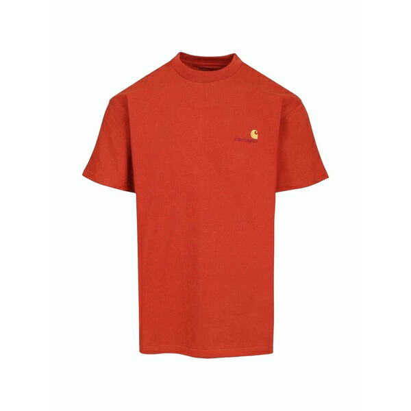 鉄道車両ハート型 メンズ プルオーバー トップス Embroidered-logo t-shirt Orange