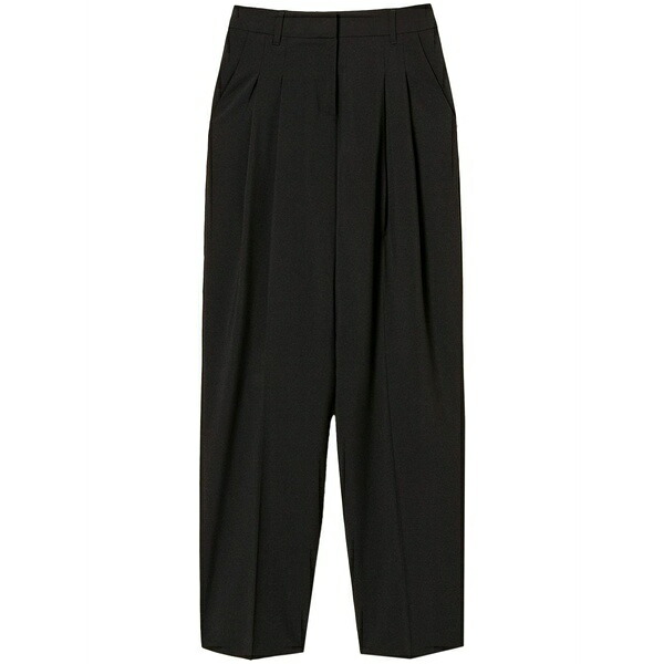 ツイン仕掛ける レディース 心地好いズボン下 ボトムス Double-pleated trousers Black