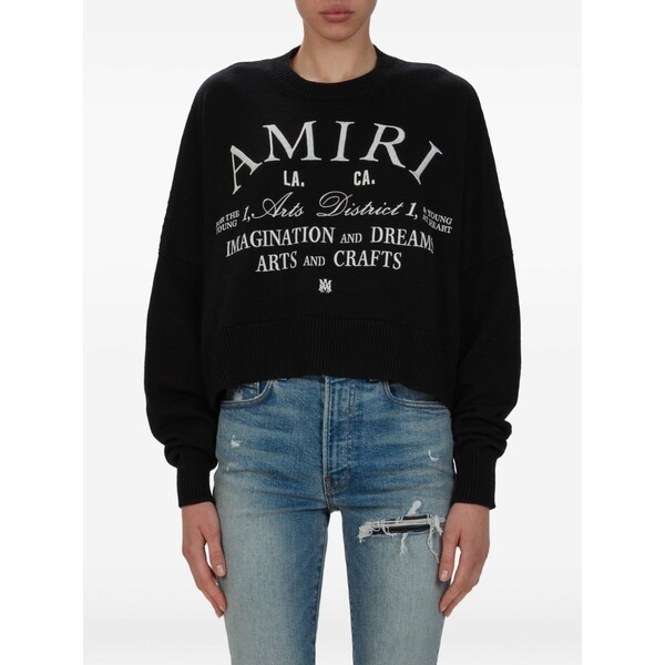アミリ レディース 編み物\u0026ティーシャツ アウター Logo-embroidered jumper Black
