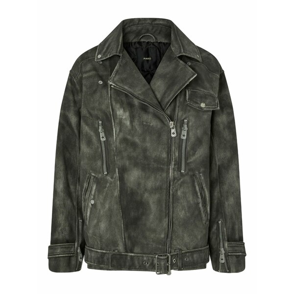 ピンコ レディース 上衣＆上衣 アウター Belted biker jacket Black コート・ジャケット-レディースファッション