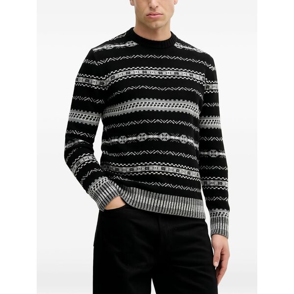 ベネトン メンズ ニット&セーター アウター Patterned sweater Black|asty