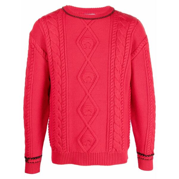 米国海兵隊員 独居室 メンズ 編み物\u0026プルオーバー アウター Cable-knit wool jumper Red