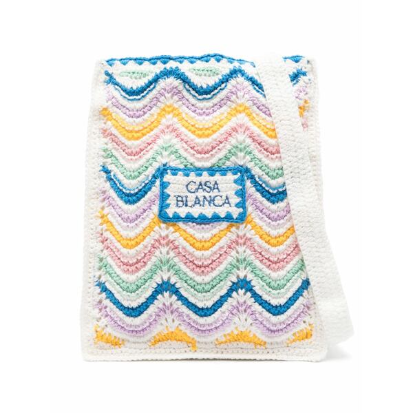 カサブランカ レディース ショルダーバッグ 御徒面子 Wavy crochet cross body bag White