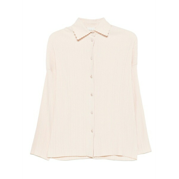 フォルテ フォルテ レディース シャツ トップス Pleated scalloped-collar shirt Neutrals