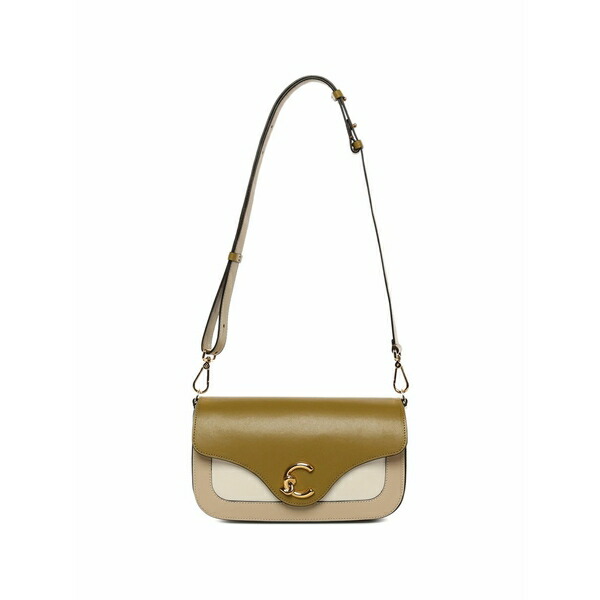 コチネレ レディース ショルダーバッグ 御徒面子 C-me flap charm leather shoulder bag Green