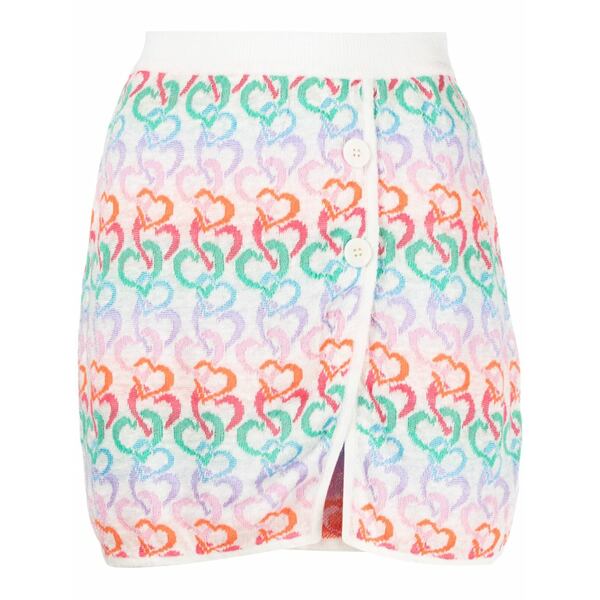 マルコ ランバルディ レディース スコート ボトムス Heart-embroidery knit skirt White