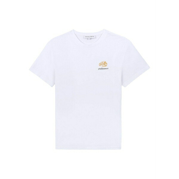 メゾンラビッシュ メンズ Tシャツ トップス Croissant-embroidered t-shirt White|asty