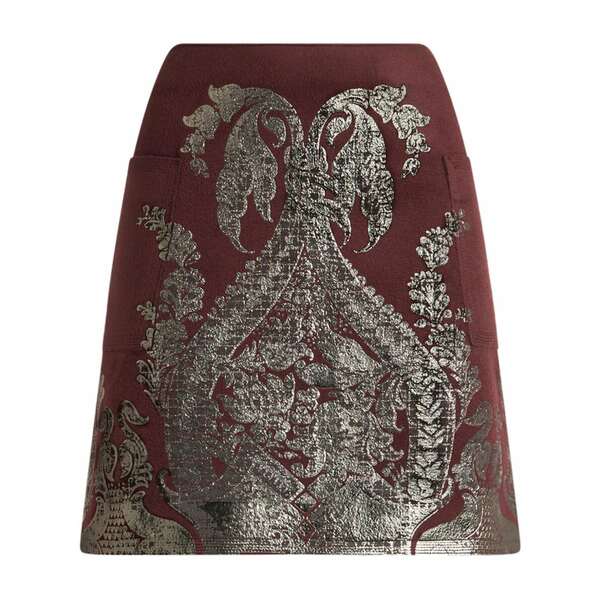 エトロ レディース スコート ボトムス Printed metallic-effect mini skirt Red