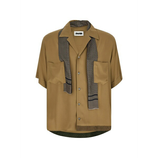 マリアーノ メンズ プルオーバー トップス Pasolini ascot-collar bowling shirt Neutrals