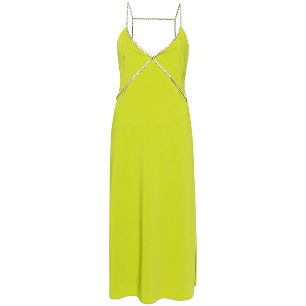 リュージョー レディース 衣裳 トップス Rhinestone-straps MIDI dress Green