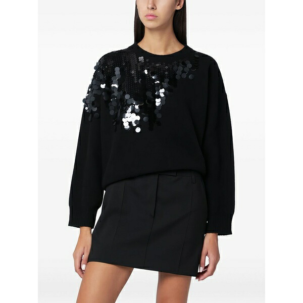ロベルトコリーナ レディース 編み物\u0026プルオーバー アウター Sequin-embellished round-neck jumper Black