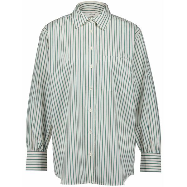 ひな形 レディース プルオーバー トップス Cutaway collar vertical stripes shirt Green