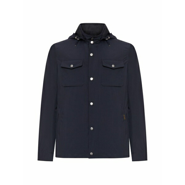 ムーレー メンズ 上衣＆上衣 アウター Fenzi buttoned hooded jacket Blue