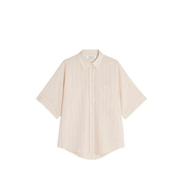 住み家 稲荷 レディース プルオーバー トップス Pinstripe short-sleeve shirt Pink