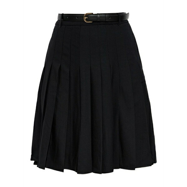 セルフ・ポートレイト レディース スコート ボトムス Pleated belted MIDI skirt Black