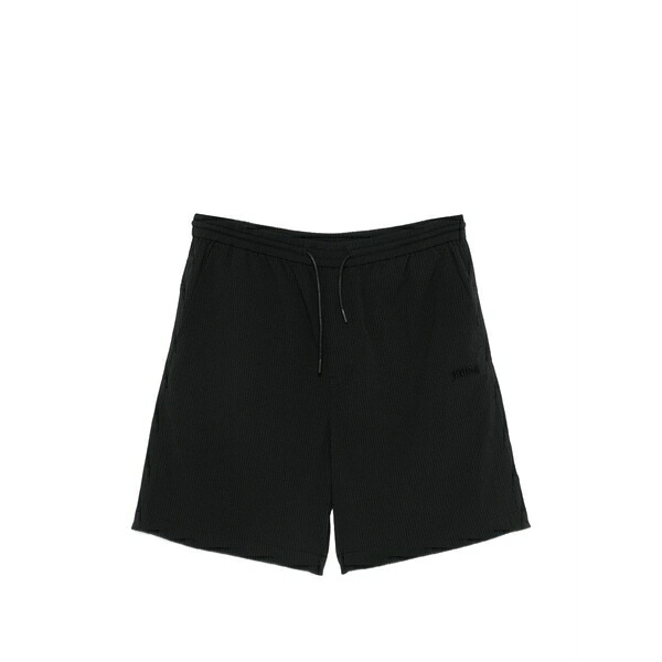 ジュン・ジー メンズ 心地よいズボン下 ボトムス Waffle-effect drawstring shorts Black