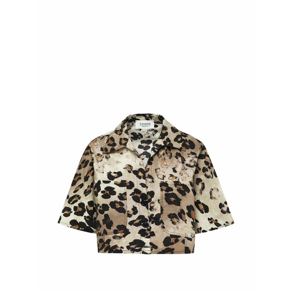 ラネウス レディース プルオーバー トップス Leopard-print patch-pocket shirt Neutrals