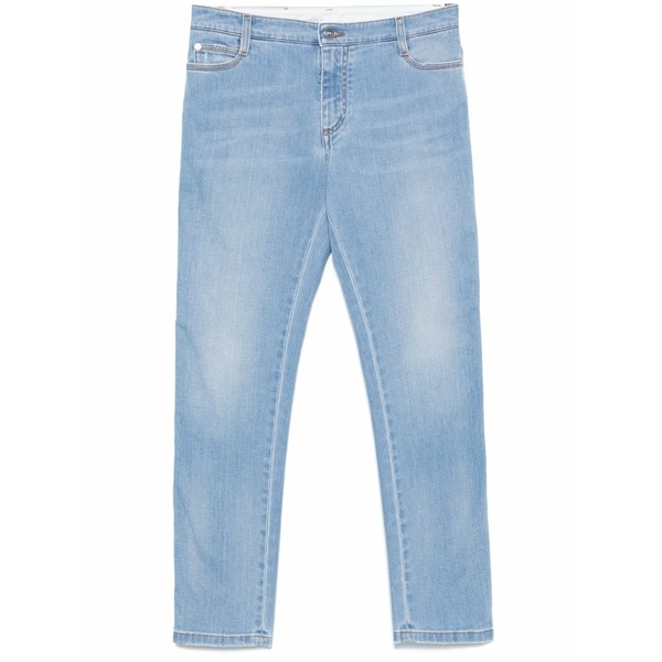エルマンノ シェルヴィーノ レディース ジーンズズボン下 ボトムス Logo-patch slim jeans  Blue