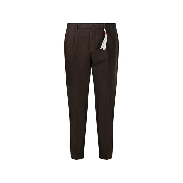サンタニエロ メンズ 心地好いズボン下 ボトムス Pleated tapered trousers Brown