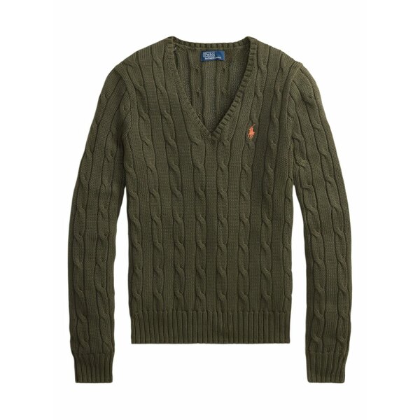 ラルフローレン レディース 編み物\u0026ティーシャツ アウター Cable-knit v-neck sweater  Green