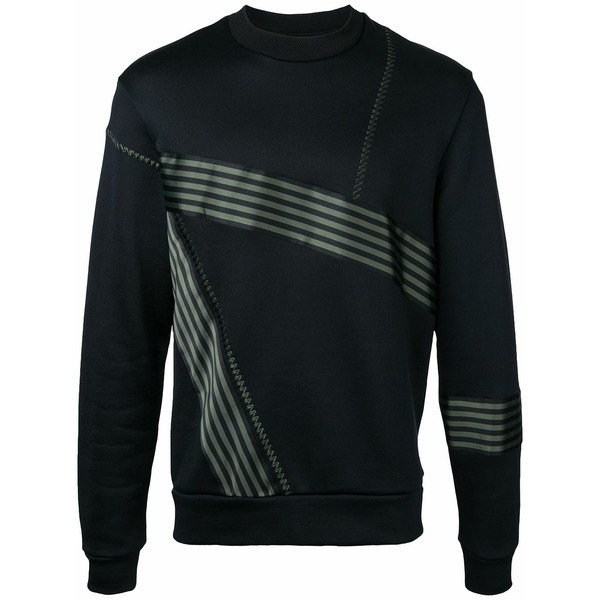 ウーヨンミ メンズ パーカー・スウェットシャツ アウター Striped trim sweatshirt  Black