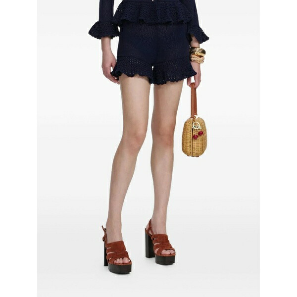セルフ・ポートレイト レディース 心地好いズボン下 ボトムス Crochet ruffled shorts Blue