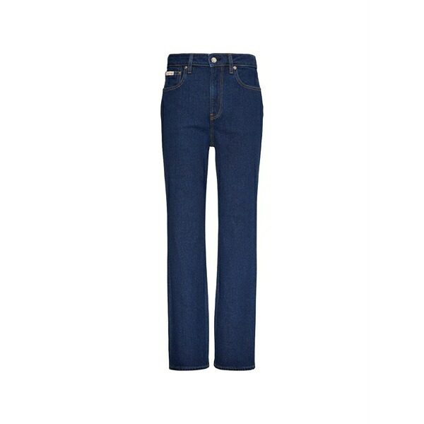 カルバンクライン レディース ジーンズズボン下 ボトムス Logo-patch straight-leg jeans Blue