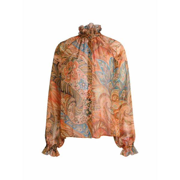 エトロ レディース シャツ トップス Ruffled paisley-motif shirt Orange|asty
