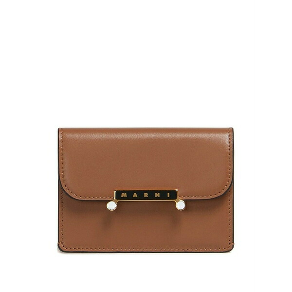 マルニ レディース 銭入れ 添え物 Leather cardholder Brown