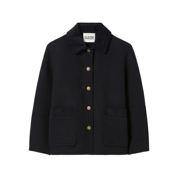 クローディピエルロ レディース 厚地の外套 アウター Cropped wool tailored coat Blue