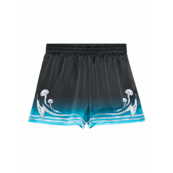 カサブランカ レディース 心地よいズボン下 ボトムス Mushroom-print elastic-waist shorts Blue