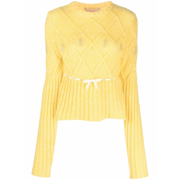 コルミオ レディース 編み物\u0026スウェーター アウター Floral-embroidered sweater Yellow