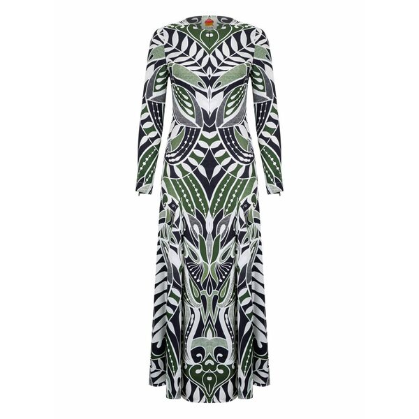 耕園 リオ レディース 衣裳 トップス Lace nature long-sleeve MIDI dress Green