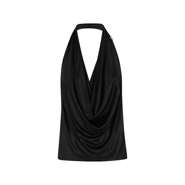 エリザベスフランキ レディース カットソー トップス Draped halter-neck top Black