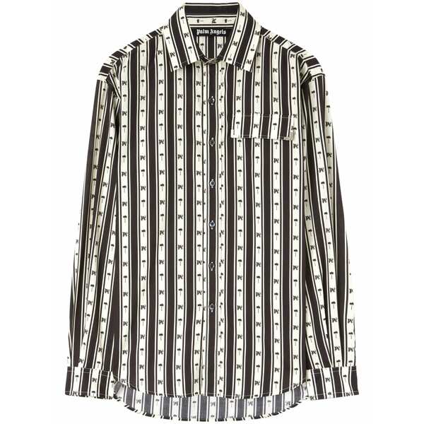 パーム・エンジェルス メンズ プルオーバー トップス Palm tree striped shirt Black