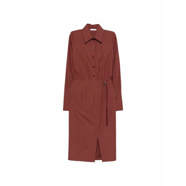 パトリツィア ペペ レディース 衣装 トップス Button belt MIDI shirt dress Brown