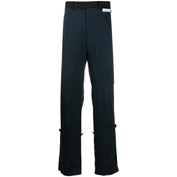 オフホワイト メンズ カジュアルパンツ ボトムス Elongated straight-leg trousers Black｜asty