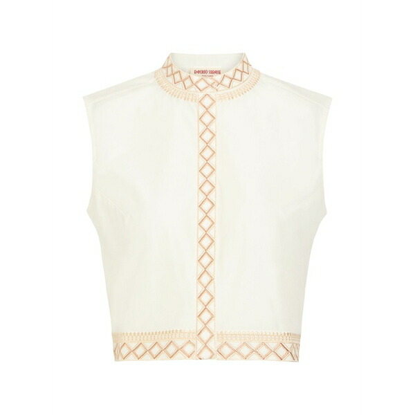 エンポリオ?シレヌーセ レディース シャツ トップス Embroidered sleeveless blouse White｜asty