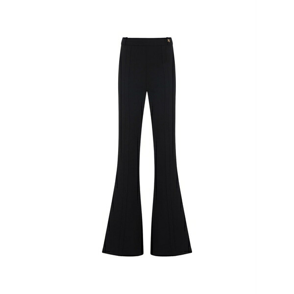 エリザベスフランキ レディース 心地よいズボン下 ボトムス Flare trim trousers Black