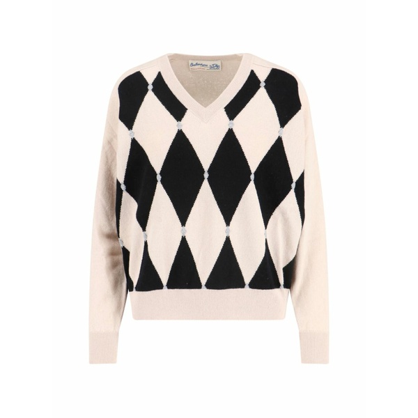 バランタイン レディース 編み物\u0026スウェーター アウター Argyle v-neck sweater Neutrals
