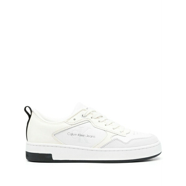 カルバンクライン メンズ スニーカー シューズ Logo-debossed panelled sneakers White