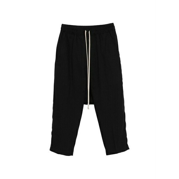リックオウエンス メンズ カジュアルパンツ ボトムス Drawstring cropped trousers Black|asty
