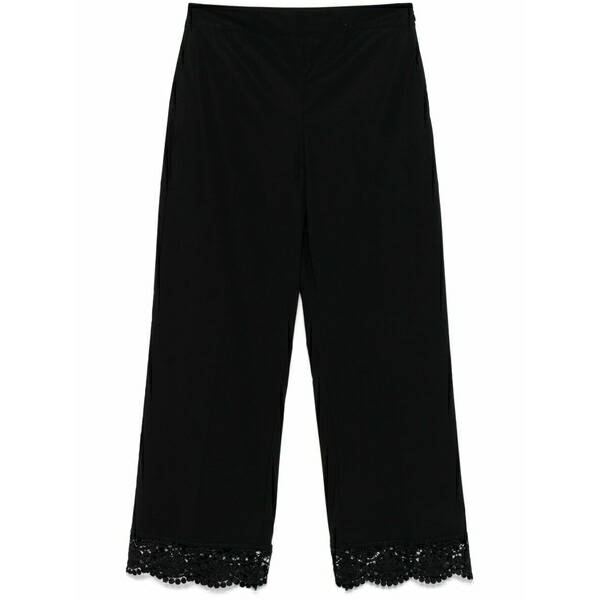 ツイン仕掛ける レディース 心地好いズボン下 ボトムス Lace-trim trousers  Black