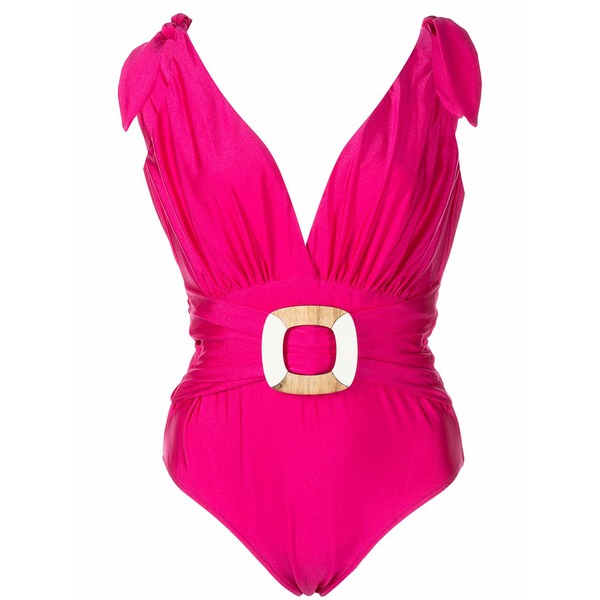 パッティング洋弓 レディース 衣裳 トップス Belted plunge-neck swimsuit Pink