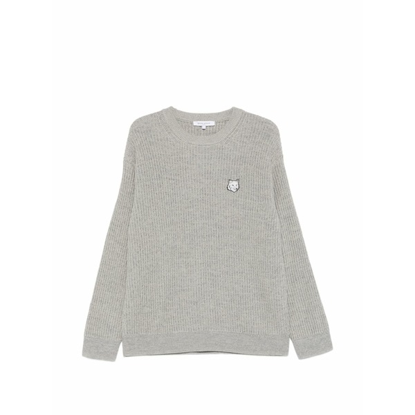 住み家 稲荷 メンズ 編み物\u0026プルオーバー アウター Ribbed logo-patch sweater  Grey