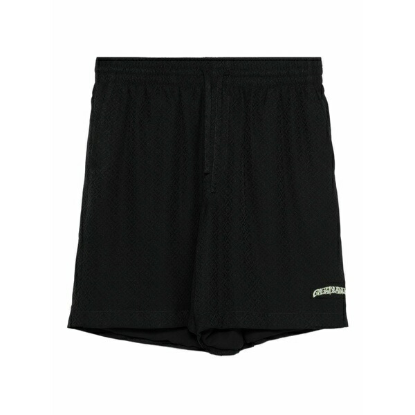 カサブランカ メンズ 心地好いズボン下 ボトムス Logo-print silk shorts Black