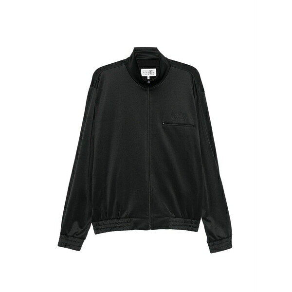 マルタンマルジェラ メンズ パーカー・スウェットシャツ アウター Logo-embroidered zip-up sweatshirt Black