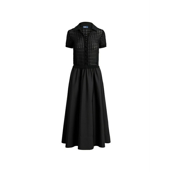 ラルフローレン レディース 衣裳 トップス Crochet-knit flared MIDI dress Black